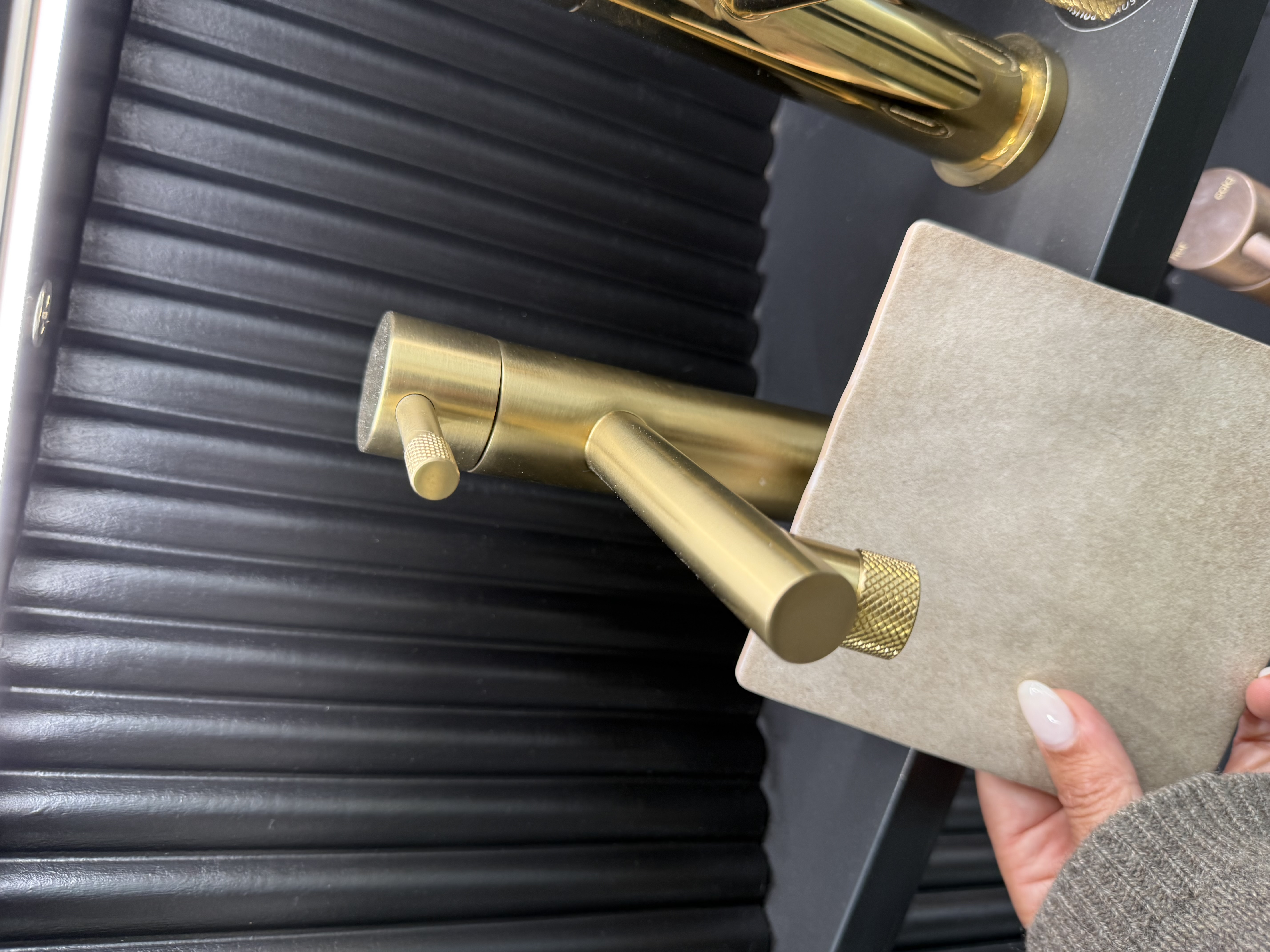 Modern brushed-gold faucet fixture