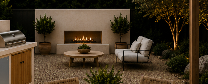 Cooper Residence outdoor fireplace lounge render