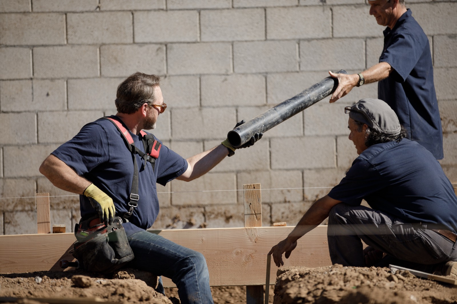 Pipe Perfection crew setting a new main line at a Santa Barbara job site